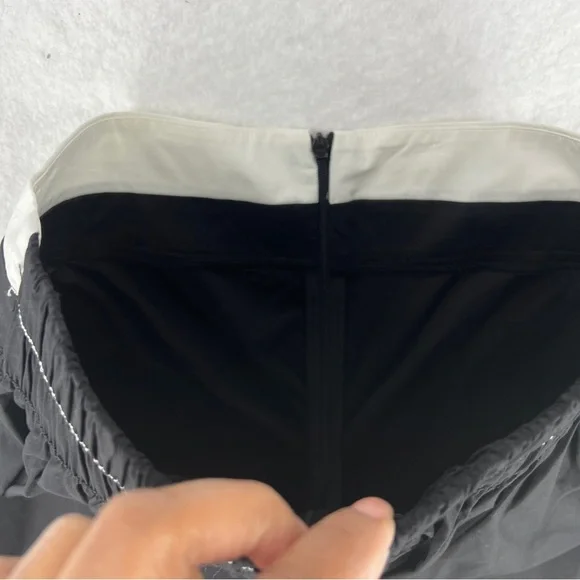 Ozai N Ku Wide Leg Pants Ribbon Appliqué Asymmetric Cutout Hem Zip Elastic Waist - Picture 9 of 16